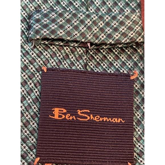 Ben Sherman Green Black Hand Made 100% Silk Men’s Neck Tie Made In China - Picture 8 of 9